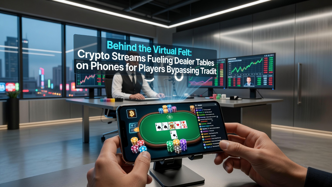 Close-up of smartphone screen showing live blackjack table alongside crypto wallet balance