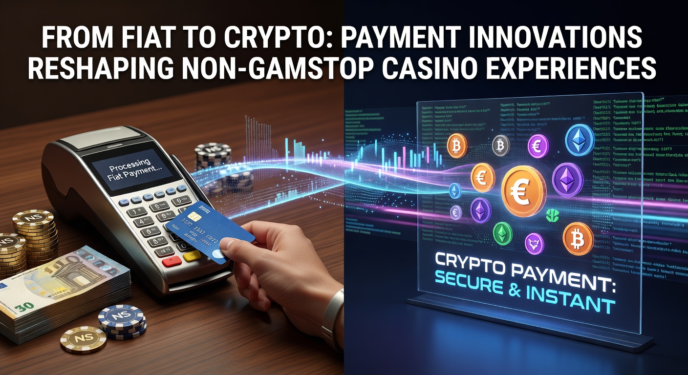 Blockchain network visualization with casino chips and crypto symbols flowing through nodes, representing secure and rapid payment processing in online gaming
