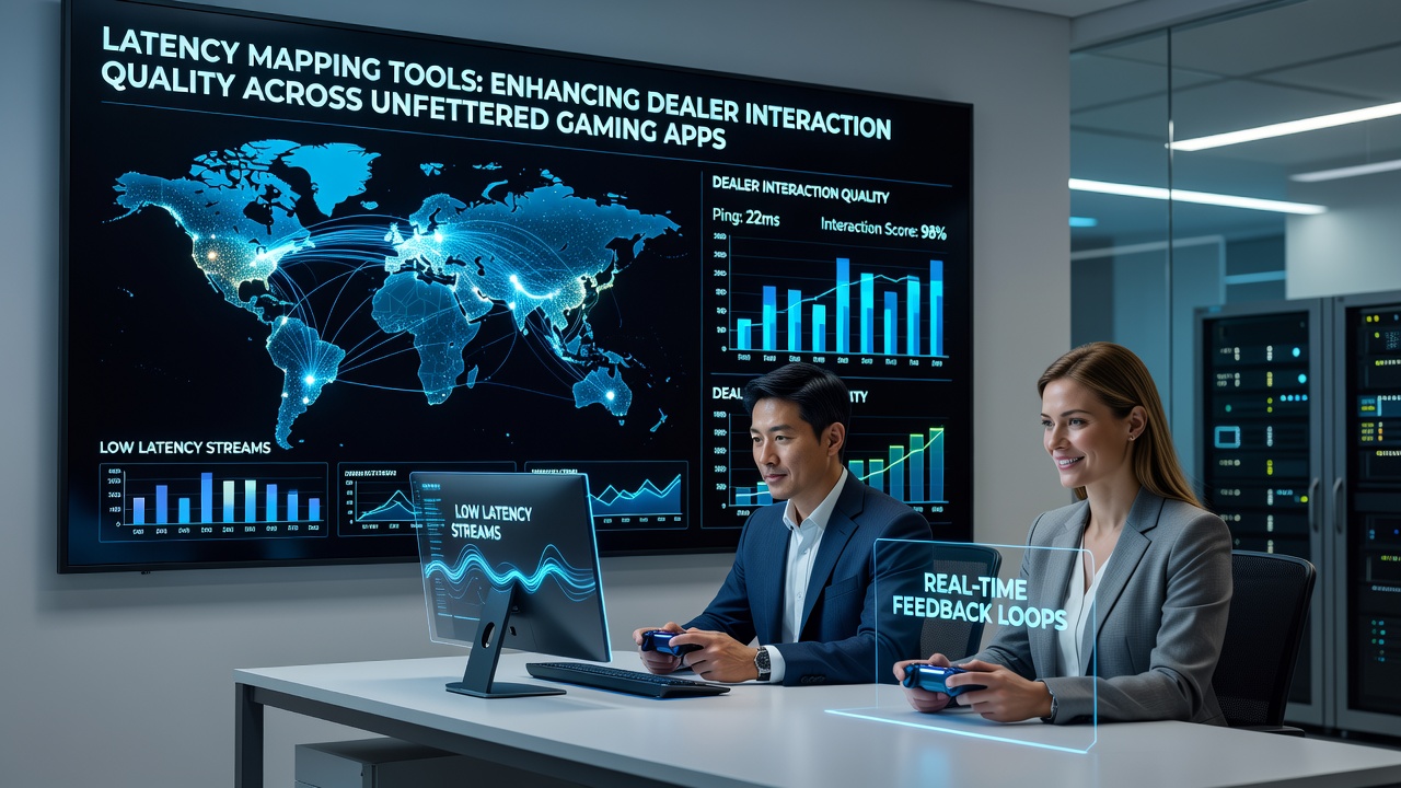 Network latency heatmap overlaid on a live dealer blackjack table interface within a mobile gaming application