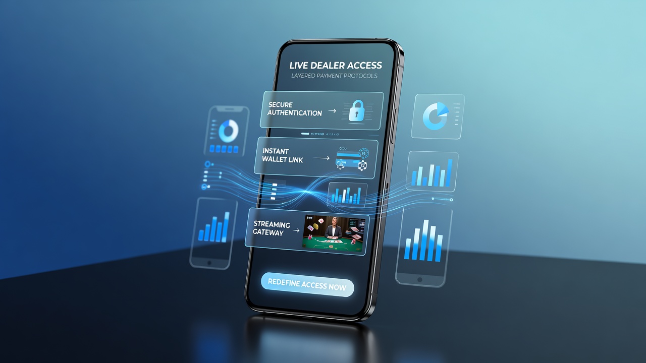 Close-up of layered payment protocol flow on a mobile casino app interface